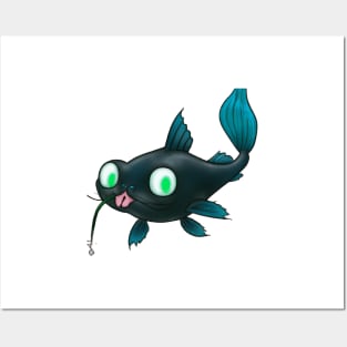 Cute Catfish Drawing Posters and Art